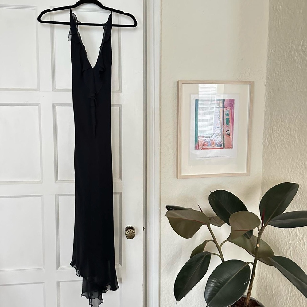 Black Ruffle-Trim Slip Dress - Women
